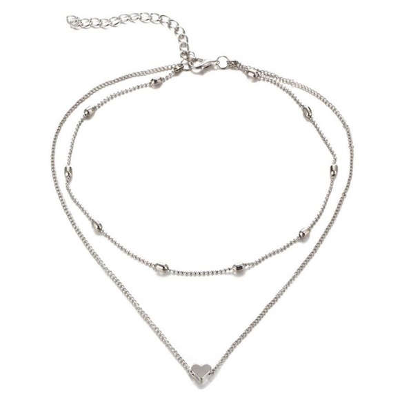 ❤️ 3/$30 Layered Heart Choker Necklace [Silver] - Picture 2 of 7